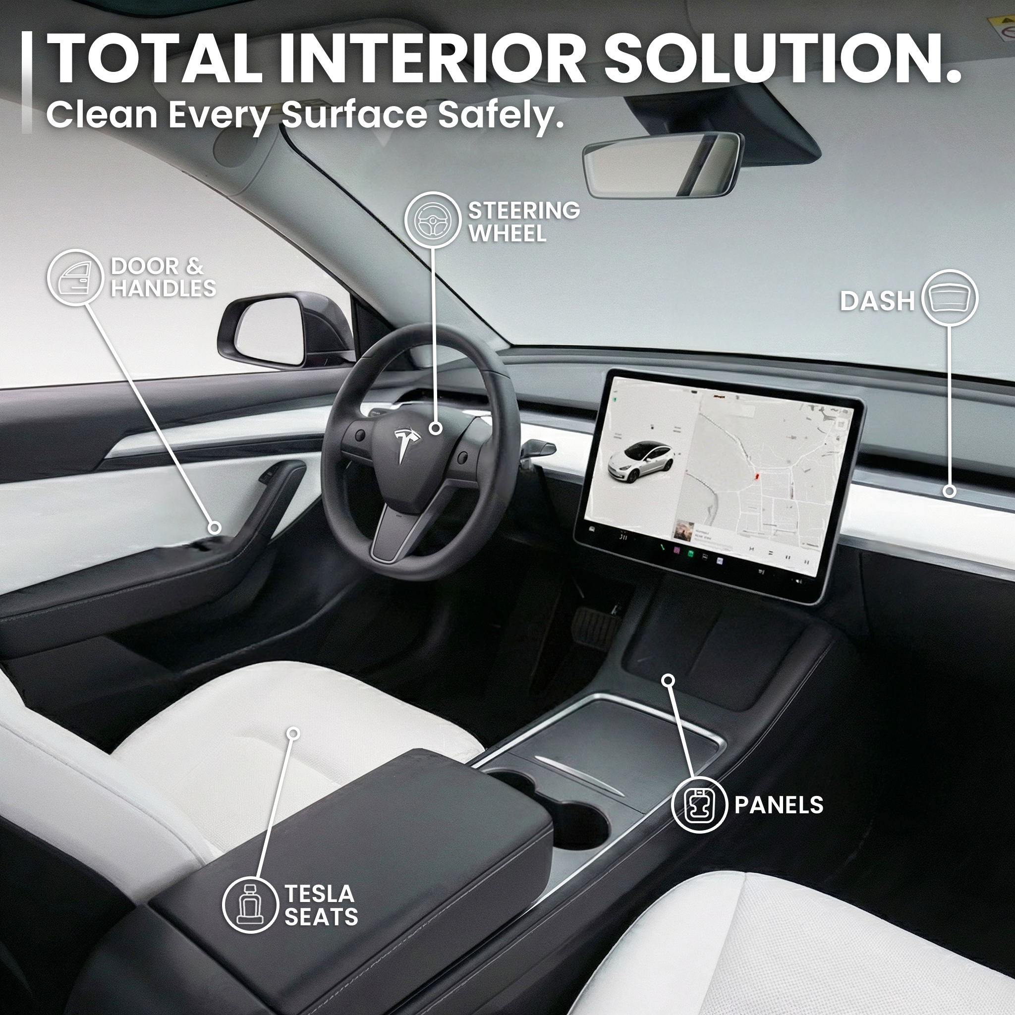 Tesla Interior Cleaner Spray Kit 16 oz | Safe Cleaner for White & Black Vegan Leather - EVEO TV