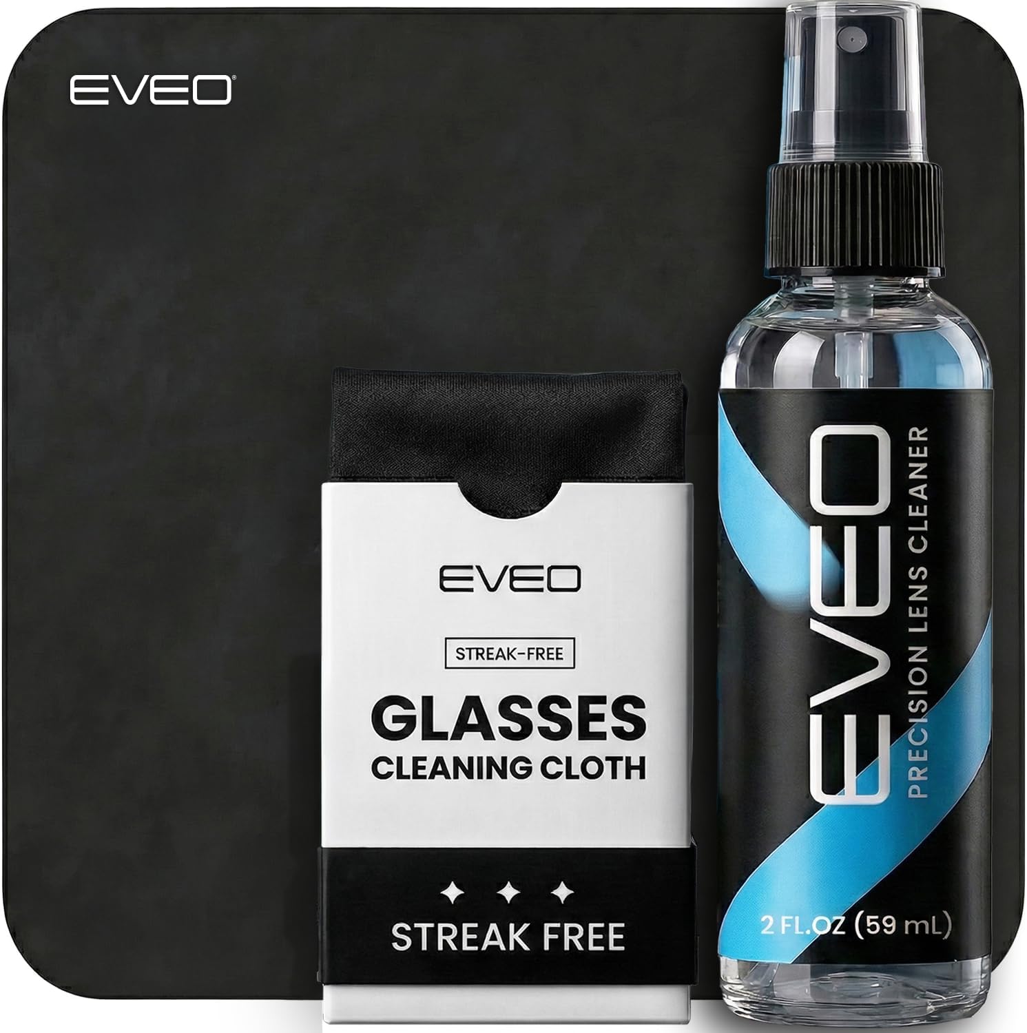 Eyeglass Cleaner Spray - Glasses Cleaner No Streaks Technology & Microfiber Cleaning Cloth - 2 fl.oz - EVEO TV