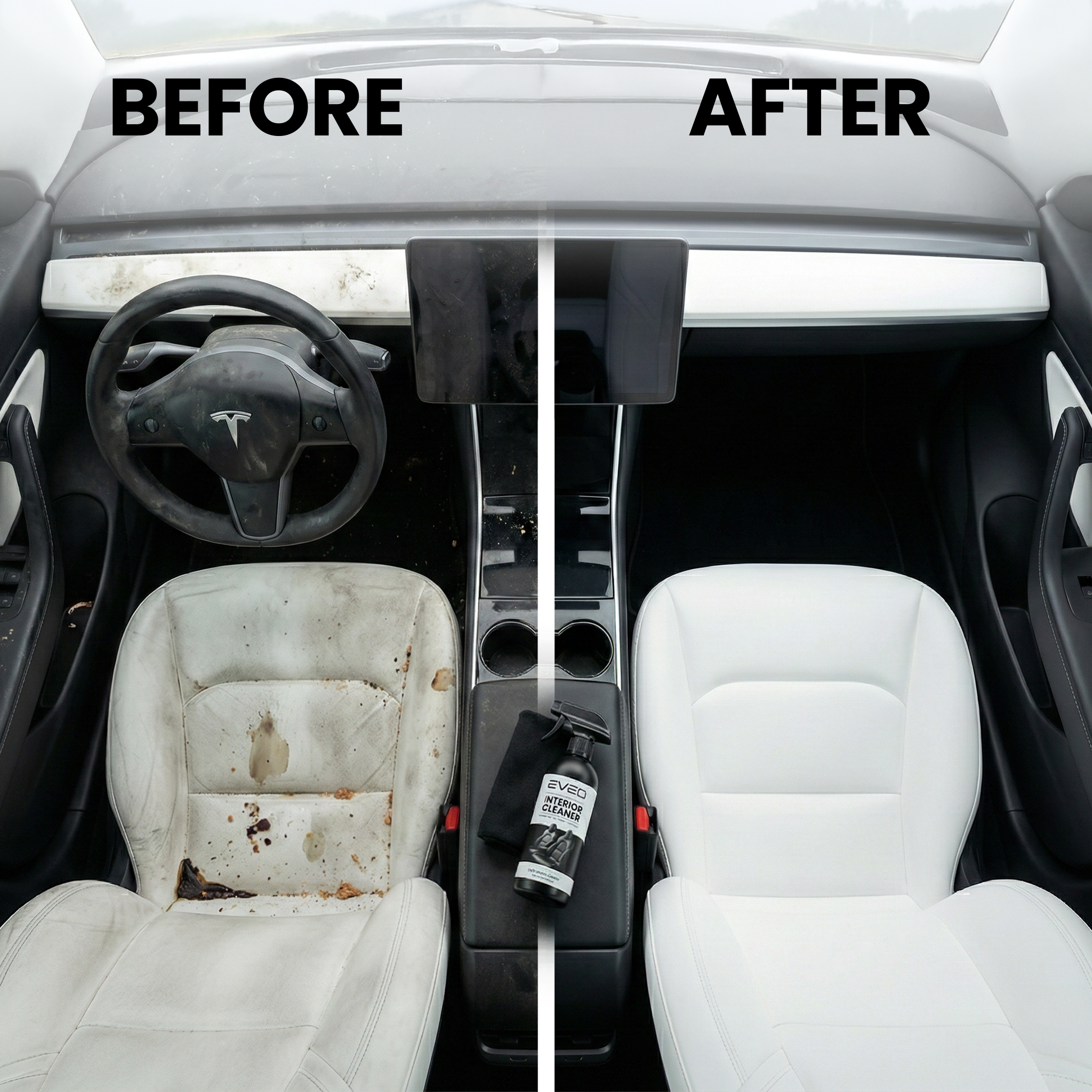 Tesla Interior Cleaner Spray Kit 16 oz | Safe Cleaner for White & Black Vegan Leather - EVEO TV