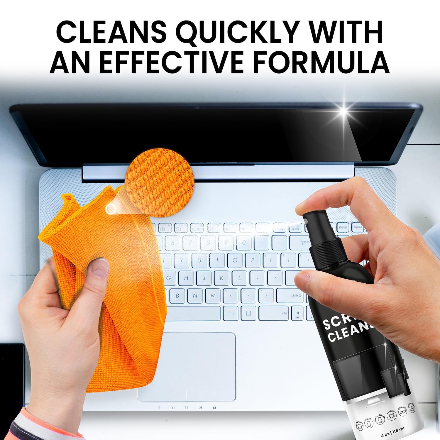 Screen Cleaner Spray 8oz(4ozx2) & Microfiber Clothes - EVEO TV
