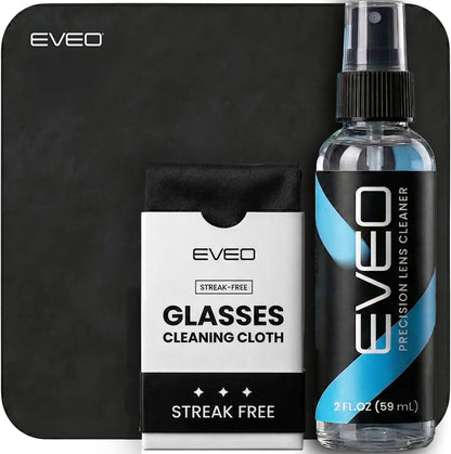 Eyeglass Cleaner Spray - Glasses Cleaner No Streaks Technology & Microfiber Cleaning Cloth - 2 fl.oz - EVEO TV